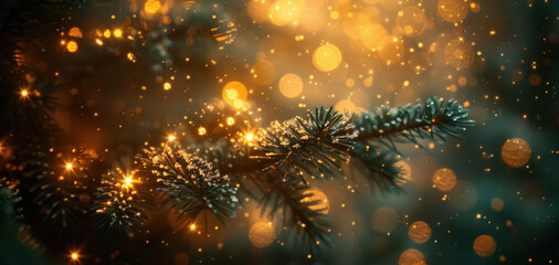 Wall Mural - Dark green and gold Abstract background and bokeh on New Year's Eve