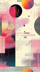 Poster - Vibrant and modern abstract geometric seamless pattern, combining bold shapes, lines, and a retro color palette