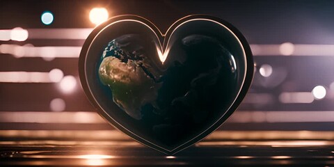 Sticker - Heart-shaped globe.