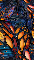 Aufkleber - Vibrant butterfly wing pattern seamlessly repeating, ideal for backgrounds, textiles, and digital designs