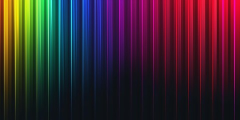 Wall Mural - Colorful vertical rainbow neon stripes on a black background.