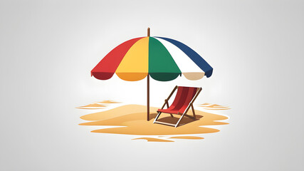 Wall Mural - Beach umbrella icon symbol logo on white background. Generative AI