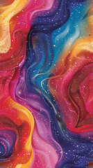Aufkleber - Vibrant wavy lines and golden glitter creating a seamless abstract background pattern