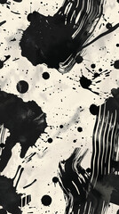 Aufkleber - Abstract and artistic design of black paint splattering on a white background in a seamless pattern