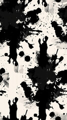 Poster - Bold and artistic seamless pattern with abstract black ink splashes and splatters on a white background