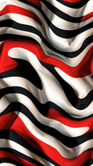 Aufkleber - Red, black and white background with a wavy striped pattern