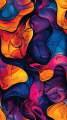 Aufkleber - Lively and energetic design showcasing a seamless pattern of flowing and natural shapes in an enchanting array of hues