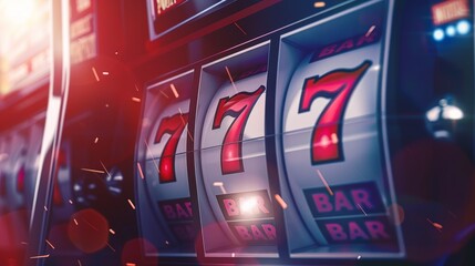 Photorealistic winning on Three Sevens slot machines Generative AI