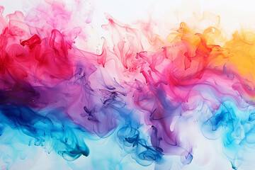 Poster - A colorful painting of smoke with a blue and yellow flame