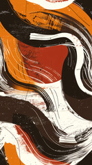 Aufkleber - Dynamic and artistic seamless pattern with bold brush strokes in vibrant orange, brown, and white tones