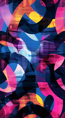 Aufkleber - Modern and lively design featuring abstract seamless pattern with colorful repeating geometric shapes