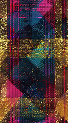 Aufkleber - Enchanting abstract pattern with a seamless repeat, fusing gold, pink, and blue tones with intricate details