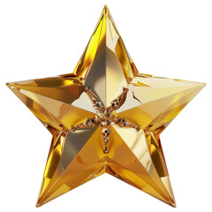 Wall Mural - Shiny gold star isolated on a transparent background, perfect for luxury awards or recognition.
