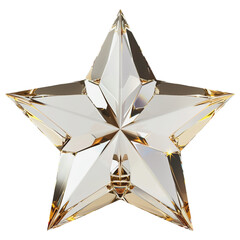 Wall Mural - Crystal clear gold star isolated on a transparent background, ideal for awards or luxury branding.
