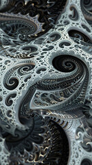 Poster - Metallic seamless pattern forming an intricate design with flowing shapes and curves