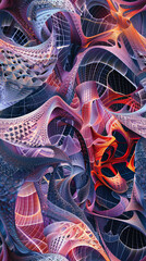 Aufkleber - Complex modern seamless pattern with purple and orange swirling shapes