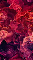 Fototapete - Vibrant red and purple wavy shapes in an abstract seamless pattern, creating depth and movement with their flowing and overlapping design
