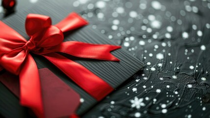 Sticker - Red bow adorned gift card