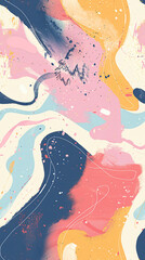 Fototapete - Abstract design with colorful pastel brush strokes and splashes in a seamless pattern