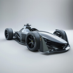 Wall Mural - Sleek Black Formula One Racing Car with Modern Aerodynamic Design
