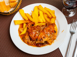 Sticker - Appetizing braised young rabbit served with potato garnish