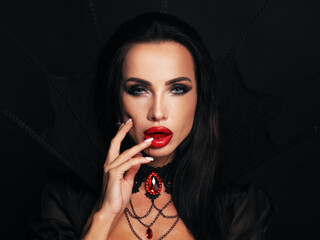 vampire woman in the dark halloween concept