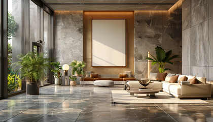 Wall Mural - Sleek hotel lobby with contemporary furnishing