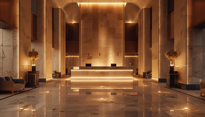 Wall Mural - Sleek hotel lobby with elegant finishes