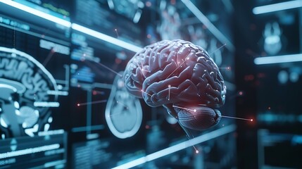 Poster - Medical technology Doctor use intelligence software of AI for diagnosis brain increasing accuracy patient treatment Research and Medical development technology to improve patient healt : Generative AI