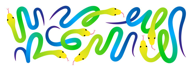 Wall Mural - abstract color gradient snakes set. vector 2025 new year colorful graphic. chinese lunar snake year 