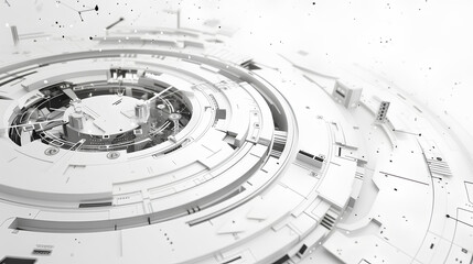 Wall Mural - abstract grey and white technology background with various tech elements, conveying a hi-tech commun