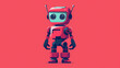 © maxidesign - 赤いボディのレトロなロボットをアニメキャラクター風に描いたAI生成画像