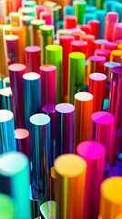 Poster - Colorful abstract pattern with cylindrical shapes
