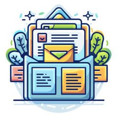 Flat line design modern vector illustration concept of web page and mobile app development for website and development