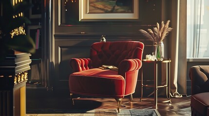 Aufkleber - Epmty Room Interior Design Comfortable : Generative AI