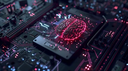 Poster - concept  The motherboard in the picture is Brain Technology RAM Gaming This motherboard has chipset and supports 12th Core processors Generate AI : Generative AI