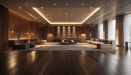 Wall Mural - Sleek lounge with recessed lighting