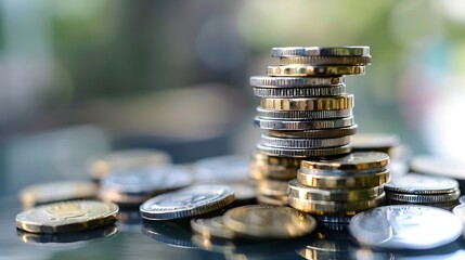 Poster - Saving money coin with banking investment finance education concept Planning student loan for studying abroad for college or university degree Future childrens education fund cash Grow : Generative AI