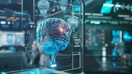 Poster - Medical technology Doctor use intelligence software of AI for diagnosis brain increasing accuracy patient treatment Research and Medical development technology to improve patient healt : Generative AI