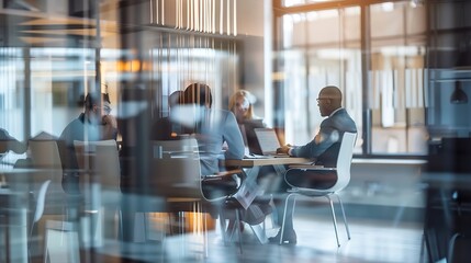 Fototapete - Office boardroom and business people in meeting for teamwork collaboration and discussion Corporate diversity and men and women talking for planning coworking and company feedback in w : Generative AI