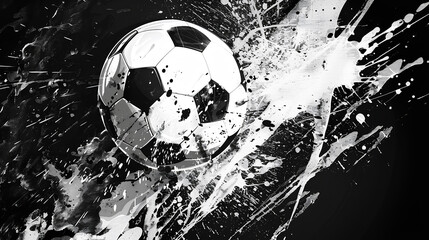 Wall Mural - soccer football black and white abstract art 