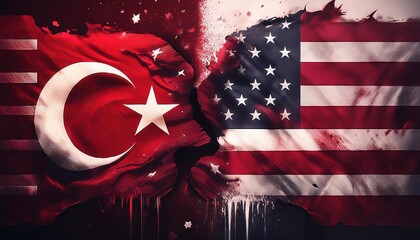 Poster - United States and Turkey Flag Representation