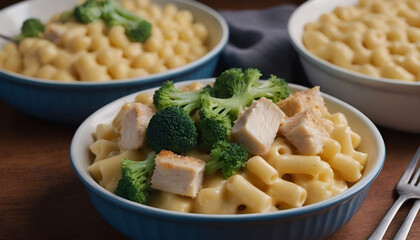 Wall Mural - mac and cheese with chicken and broccoli