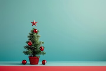 Poster - a small christmas tree with ornaments