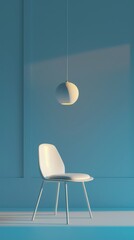 Wall Mural - a white chair and a light from a ceiling