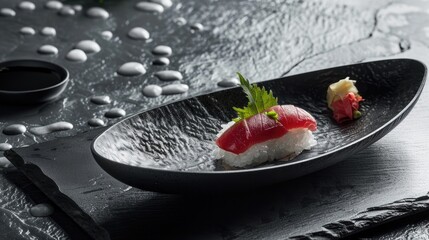 Wall Mural - Dark dish for sushi