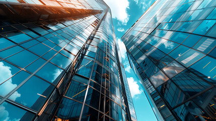 Aufkleber - Architectural landscape of commercial building in central town