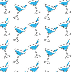 Wall Mural - Cocktail icons colored sketch pattern background Vector