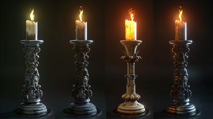 Progress of lighting with candle, tungsten, fluorescent and LED