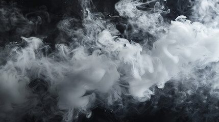 White cloud isolated on black background ,Textured smoke ,brush effect